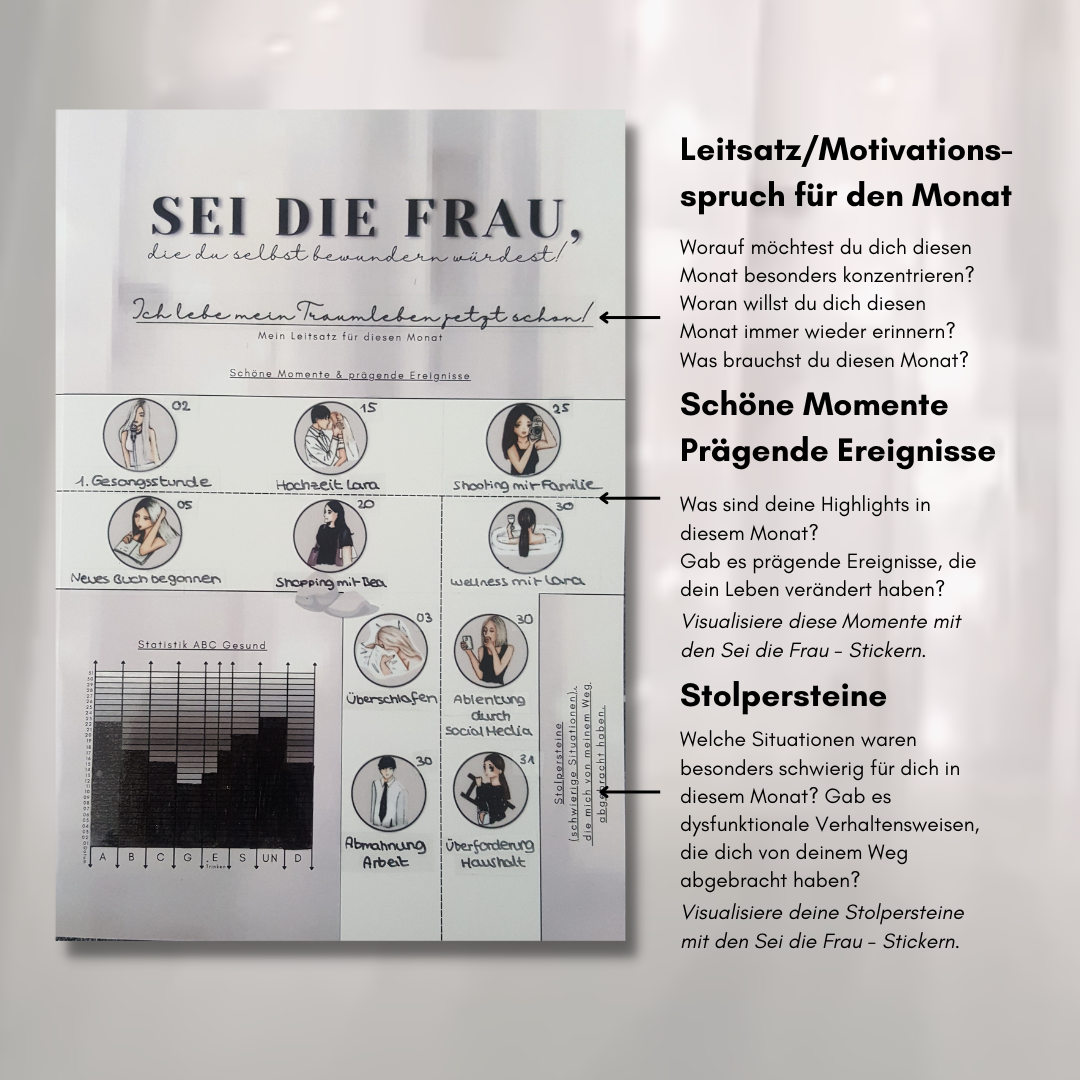 Sei die Frau Monatsarbeitsbuch DIN A5 & Zubehör